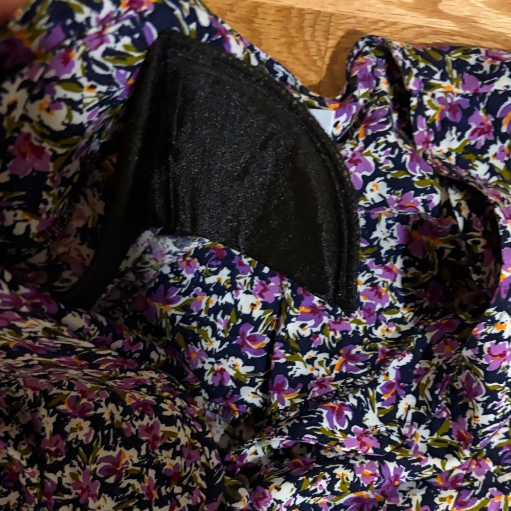 Dark Floral Long Sleeve Maxi Dress Navy Purple Vintage 90s Grandma Goth Grunge - Picture 8 of 10